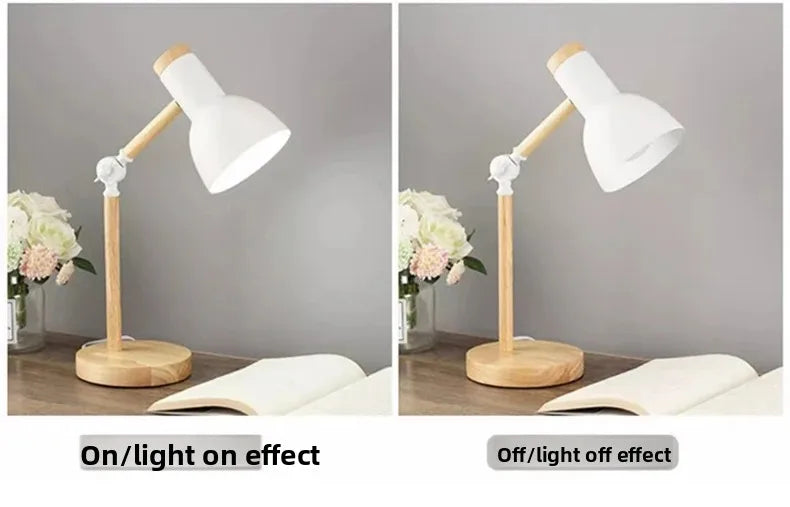 Luminária de Mesa Madeira Nórdica Criativa com LED Giratório – Cabeceira