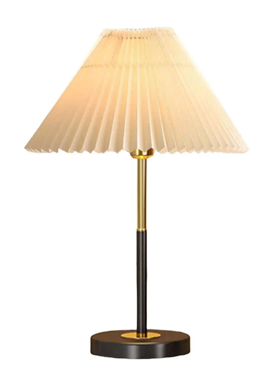 Abajur Metal Desk Lamp Light Luxo Estilo Vertical Bedside Decoration Black Table Lamp Pleated Fabric Lampshade Gold Lighting Fixture