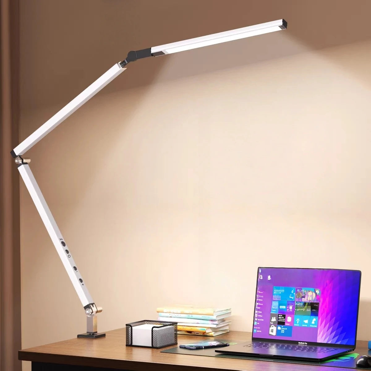 Luminária de Mesa 8W Braço Articulado com Dimmer LED – Proteção Ocular