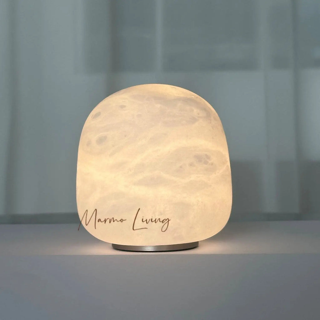 Luminária de Mesa em Mármore Natural Recarregável – Sala e Quarto de Luxo