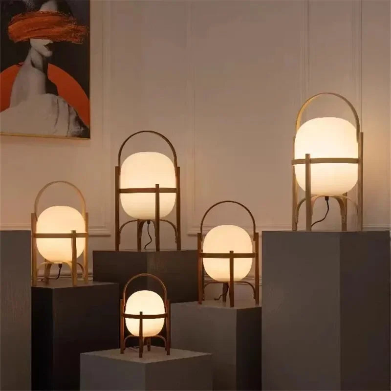 Luminária Madeira LED Vidro Minimalista Mesa Leitura Sala