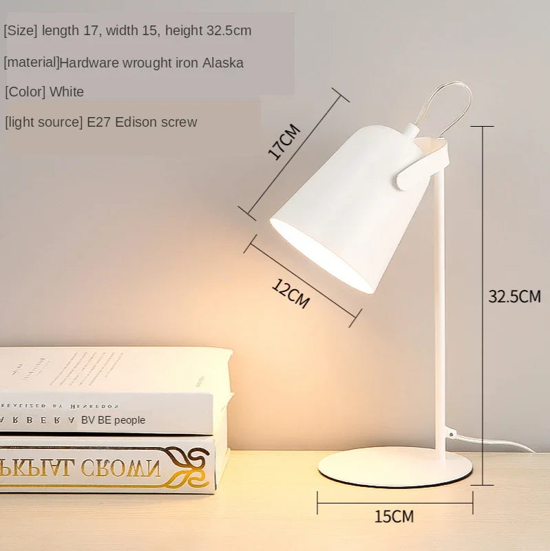 Luminária de Mesa LED Nórdica Preta para Estudo – Dormítorio e Home Office