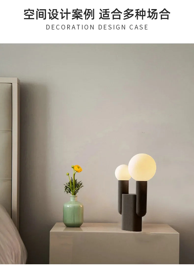 Luminária de Mesa Pós-Moderna LED Resina Dupla Esfera – Luxo Nórdico