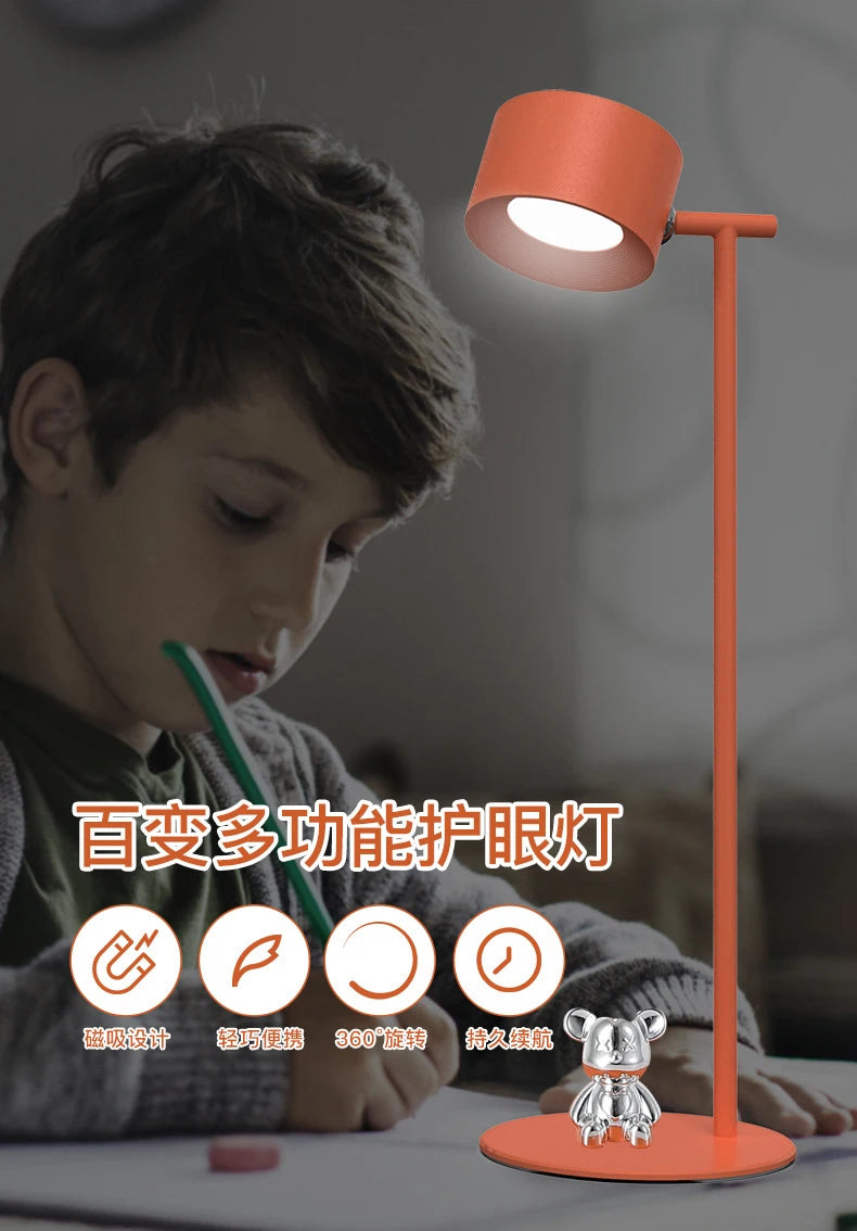 Luminária de Mesa Magnética Recarregável Giratória – Para Estudo e Parede