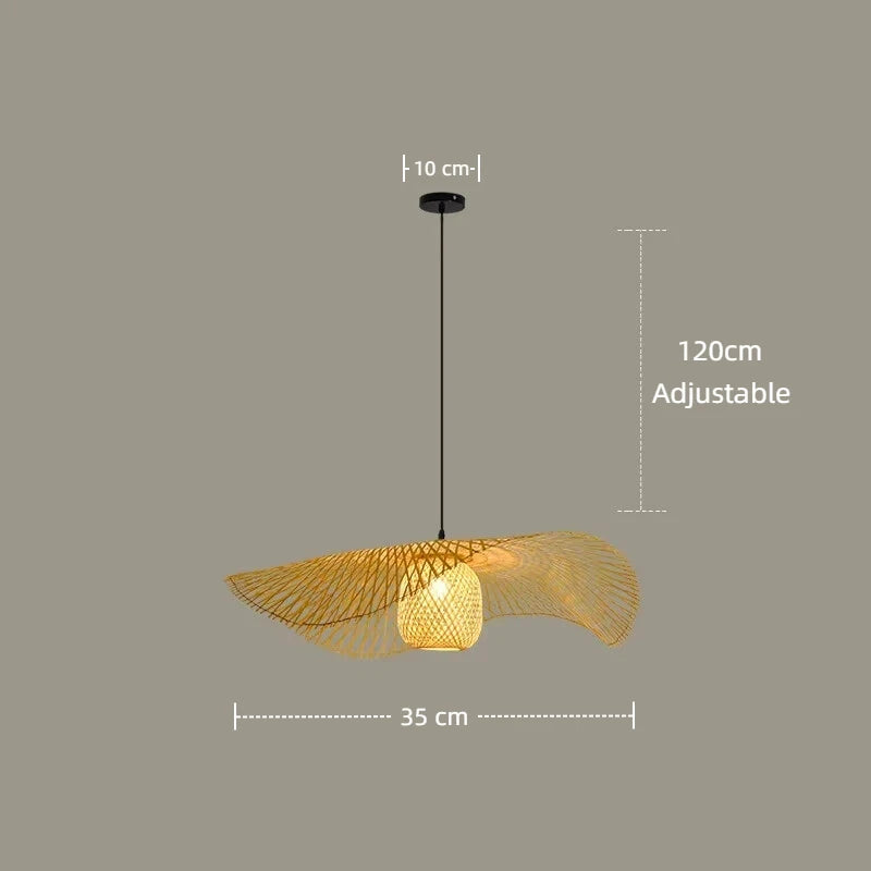 Lustre Boho de Bambu com Design de Folha para Restaurante e Café