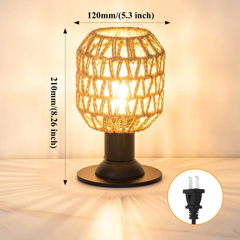 Luminaria de Mesa Avleara - Linho e Metal Escovado - escritorio boho natural