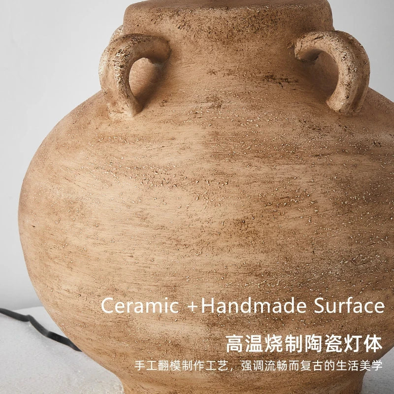 Luminária Cerâmica Wabi-Sabi Nórdica Abajur Tecido Design