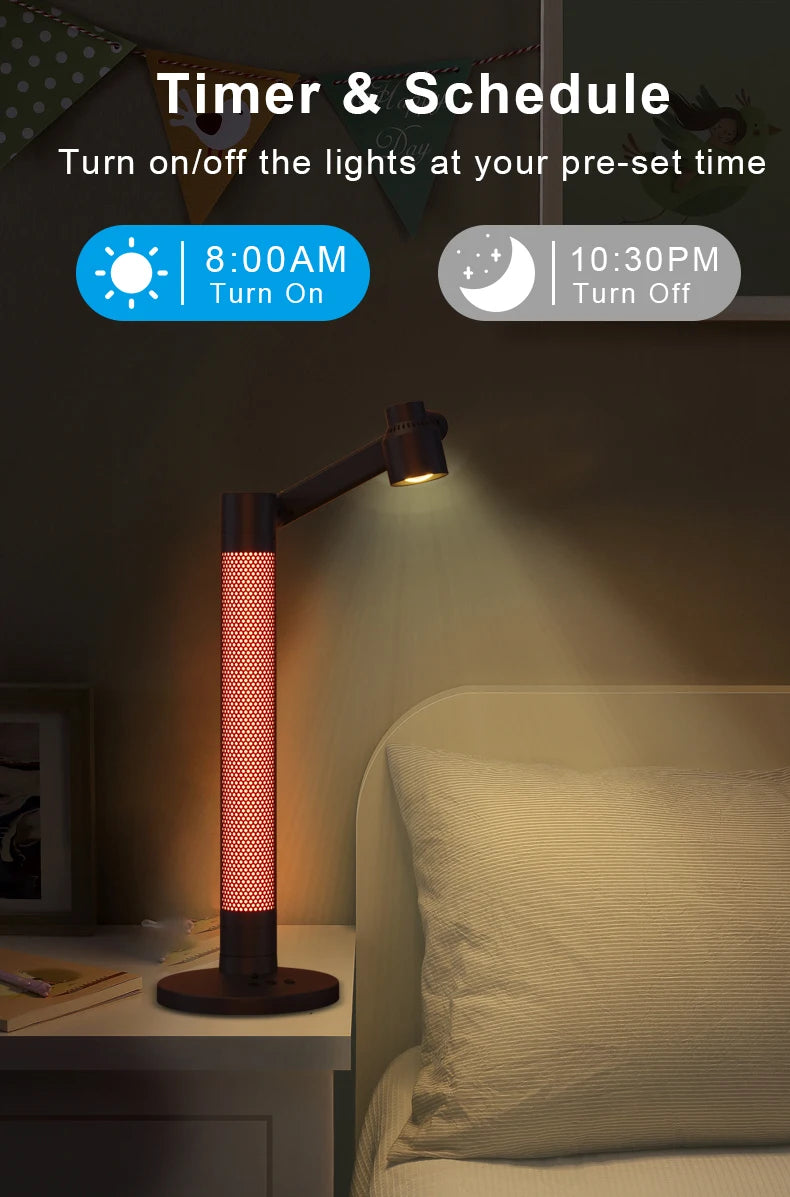 Luminária de Mesa Inteligente WiFi Tuya com Proteção Ocular – Rotacional