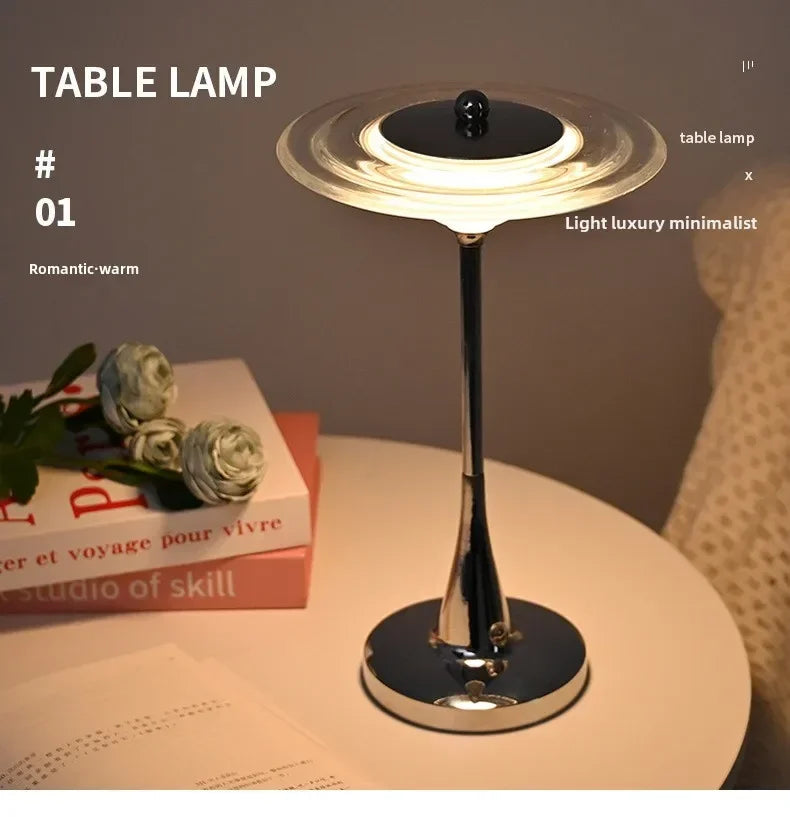 Luminária LED Disco Voador Recarregável Touch Cabeceira