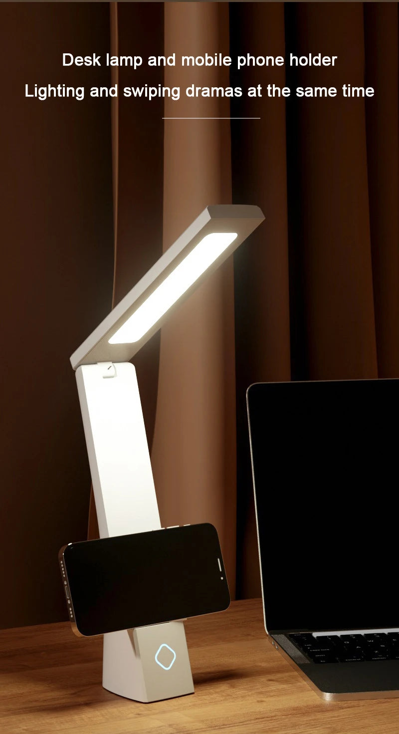 Luminária de Mesa LED Dobrável Recarregável – Proteção Ocular para Estudos