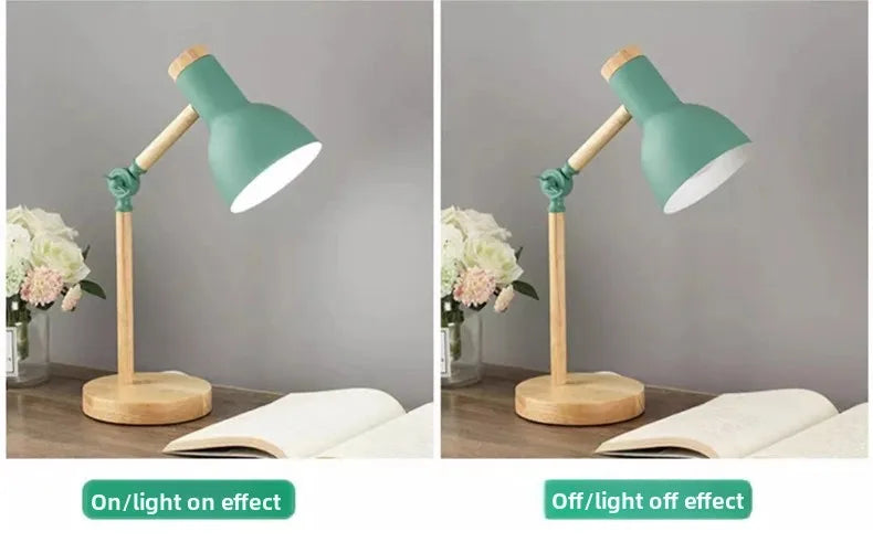 Luminária de Mesa Madeira Nórdica Criativa com LED Giratório – Cabeceira