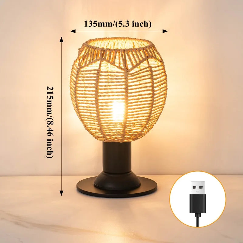 Luminaria de Mesa Avleara - Linho e Metal Escovado - escritorio boho natural