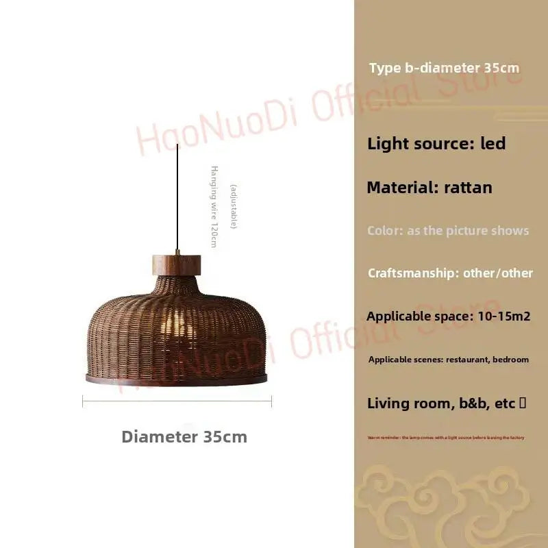 Lustre Artesanal Rattan Cúpula Retrô