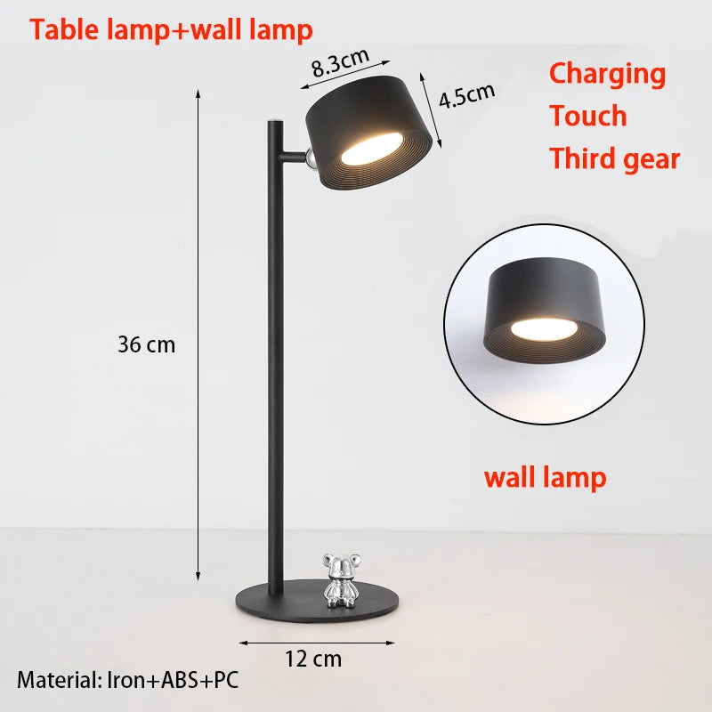Luminária de Mesa Magnética Recarregável Giratória – Para Estudo e Parede