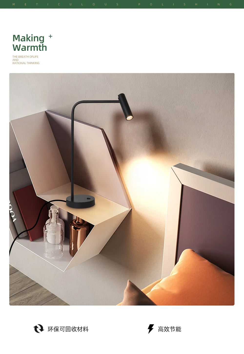 Luminária de Mesa Metal Minimalista para Hotel e Quarto – Designer