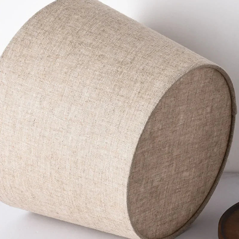 Abajur Custom Modern Nordic Luxo Casa Sala de Estar Quarto Decoração Round Fabric Wood Base Cloth Table Lamp