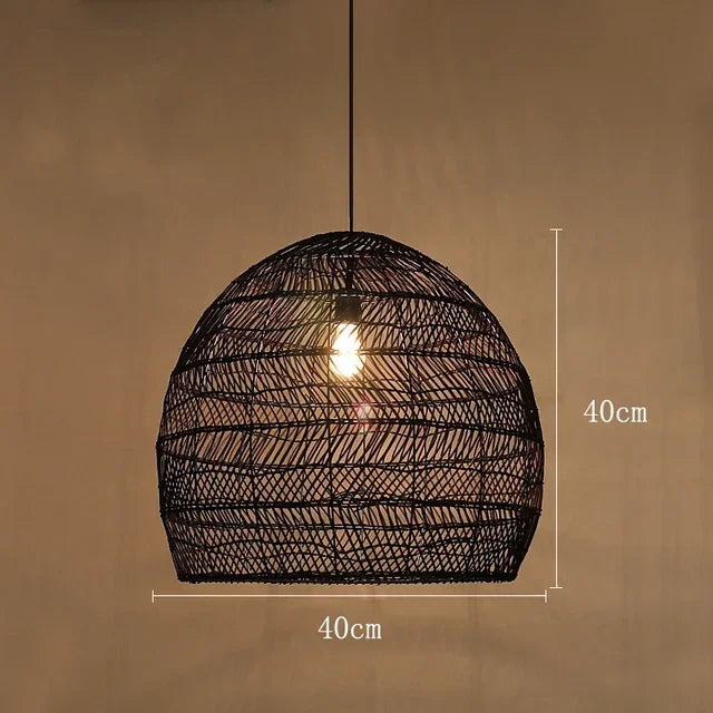 Pendente Elroa - Rattan e Linho - hall boho natural
