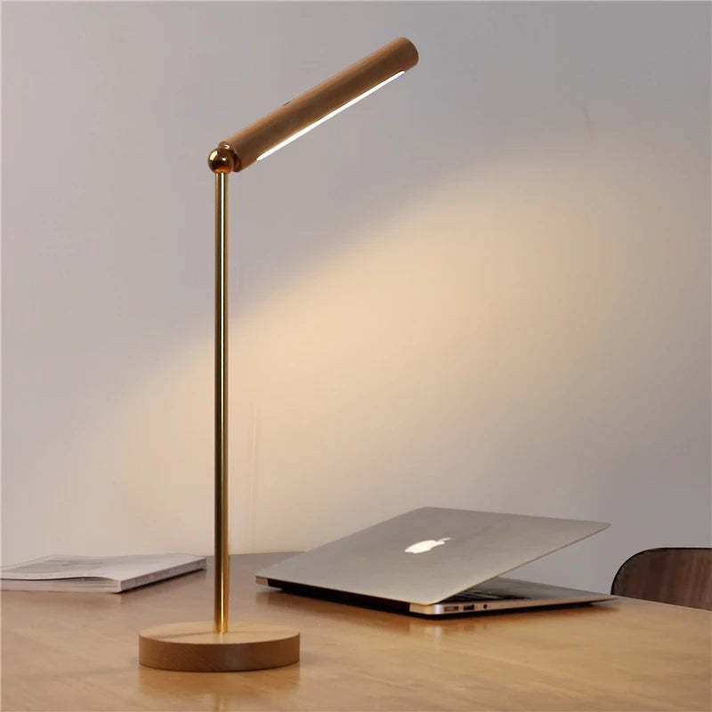 Luminária de Parede Madeira Magnética Girátória 360° USB – Quarto e Sala