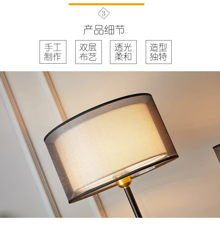 Luminária Mesa Ouro Americana Retrô Nórdica Luxo LED Quarto