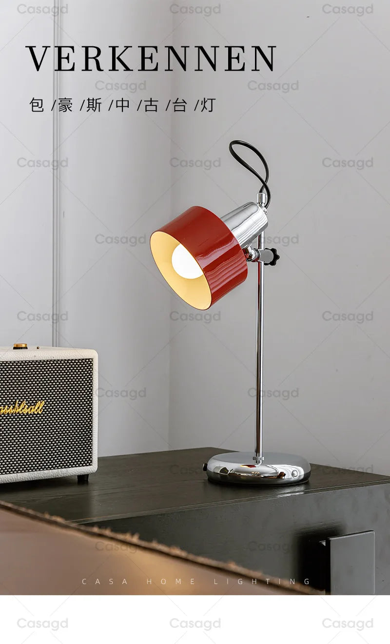 Luminária de Mesa Retrô Bauhaus Haste Regulável E27 – Sala e Escritório