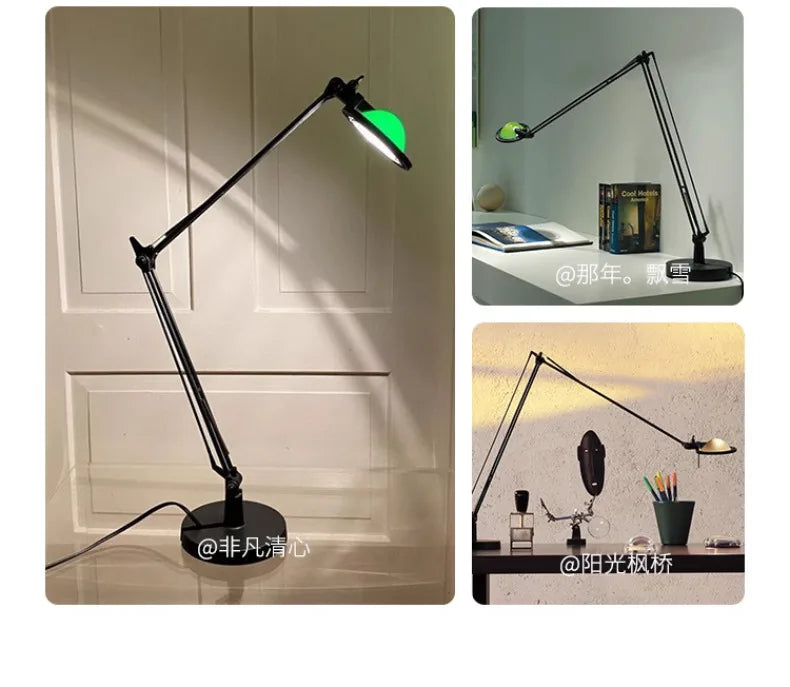 Luminária de Mesa Industrial Braço Articulado Vidro e Alumínio G4 LED