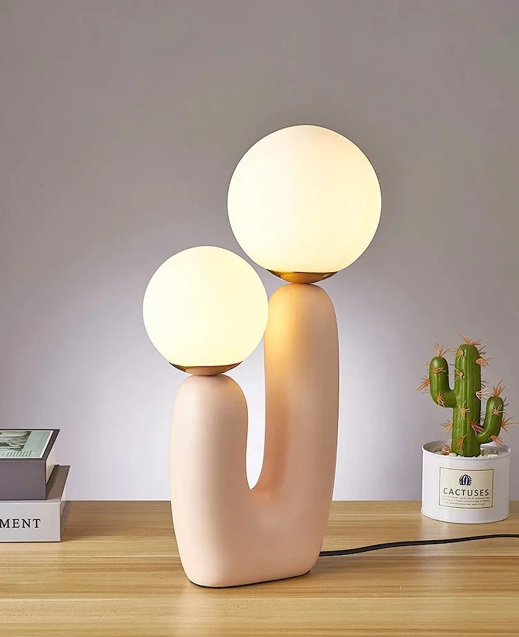 Luminária de Mesa Vidro e Resina Artística Nórdica – Quarto e Restaurante