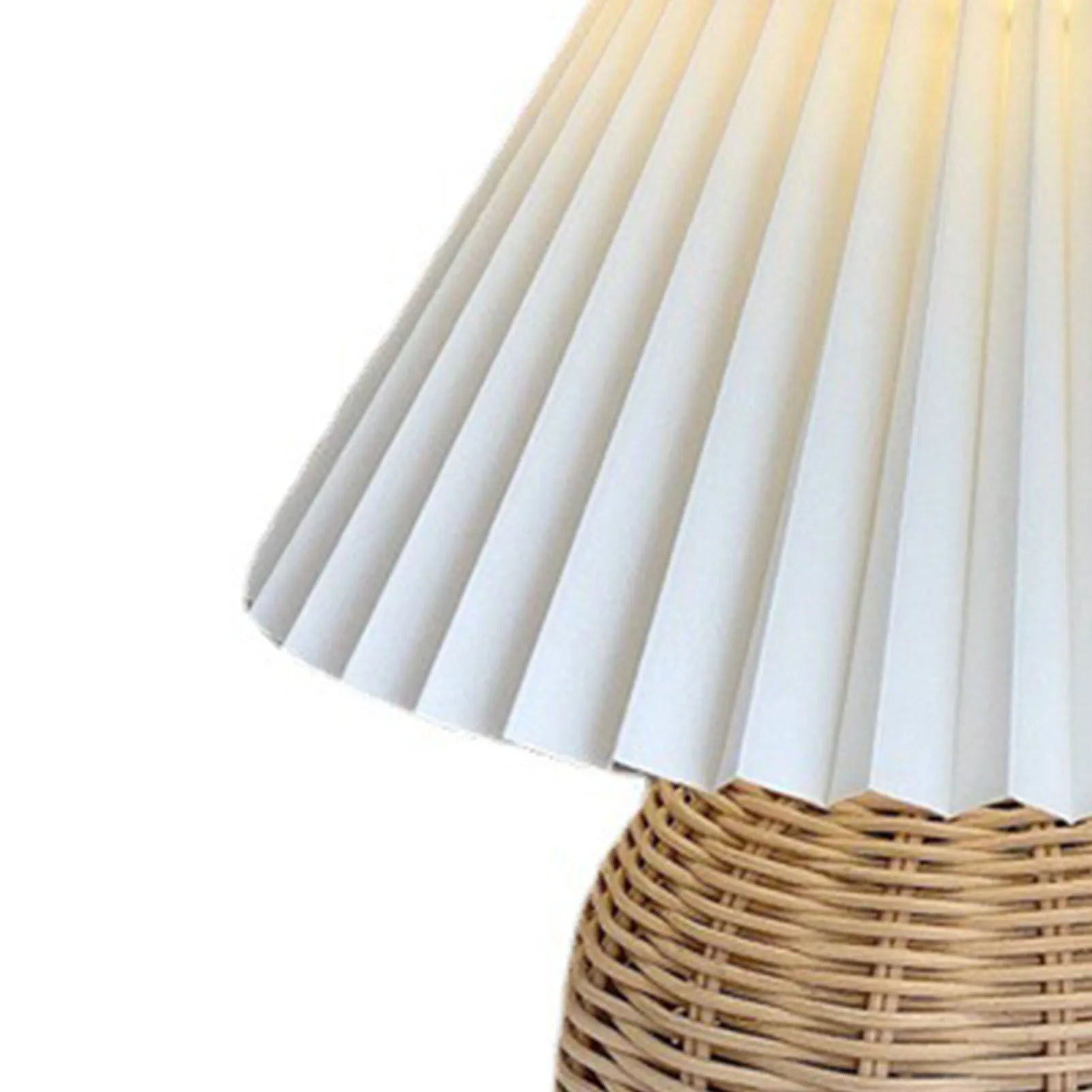 Luminária Mini Rattan Plissada Cabeceira Sala Vintage Boho