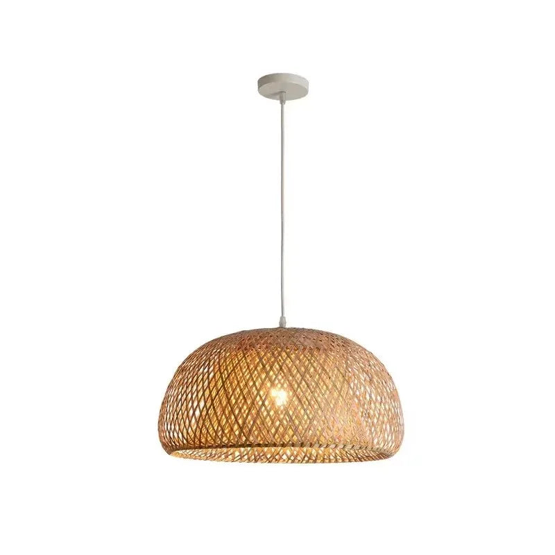 Pendente Elcaara - Madeira Nogueira e Bambu - ilha de cozinha boho natural