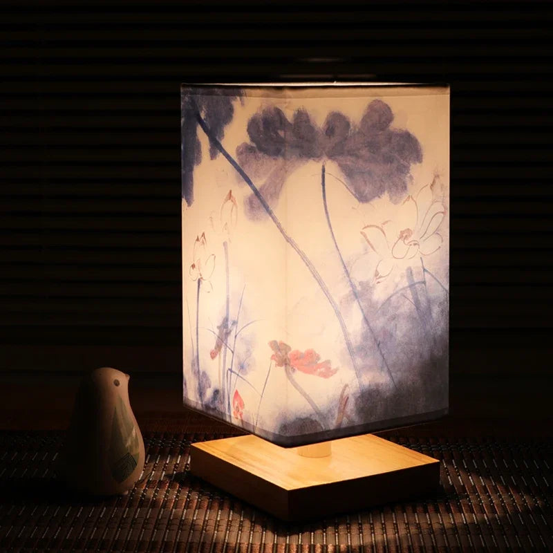 Luminaria de Mesa Avtaia - Madeira Nogueira - home office oriental