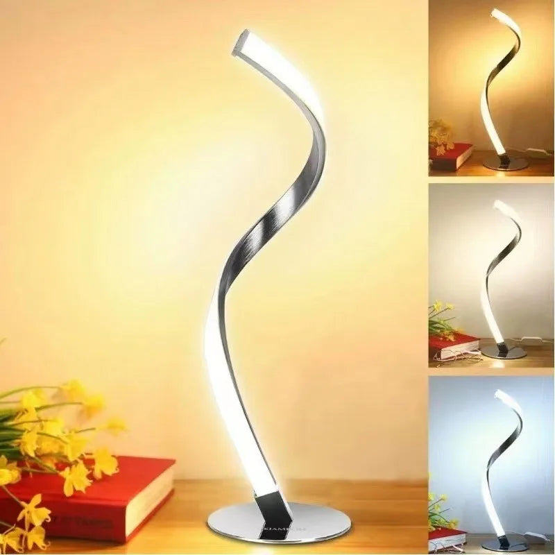 Luminária de Mesa Espiral Minimalista Luxo – Atmosfera para Sala e Quarto