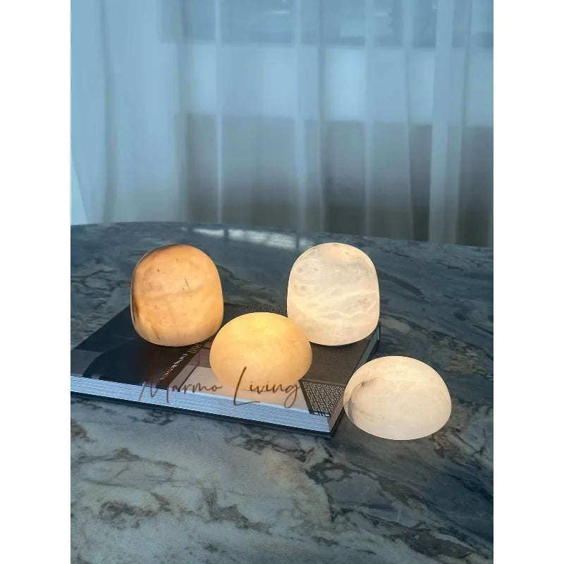Luminária de Mesa em Mármore Natural Recarregável – Sala e Quarto de Luxo