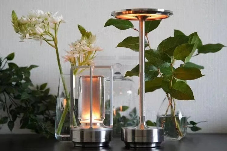 Luminária de Mesa Cristal Alumínio Recarregável Touch – Bar e Quarto