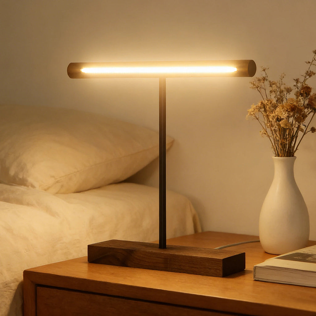 Luminária de Mesa Nogueira COB USB – Luz Ambiente para Quarto