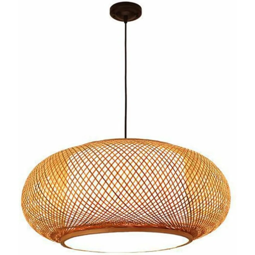 Pendente Artesanal de Bambu Trançado 40/50cm — Estilo Clássico E27