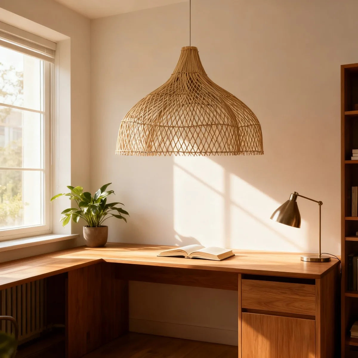 Lustre Artesanal Rattan Estilo Japonês