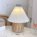 Luminária Mini Rattan Plissada Cabeceira Sala Vintage Boho