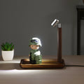 Luminária de Mesa Madeira USB Decorativa – Luz Noturna Proteção Ocular