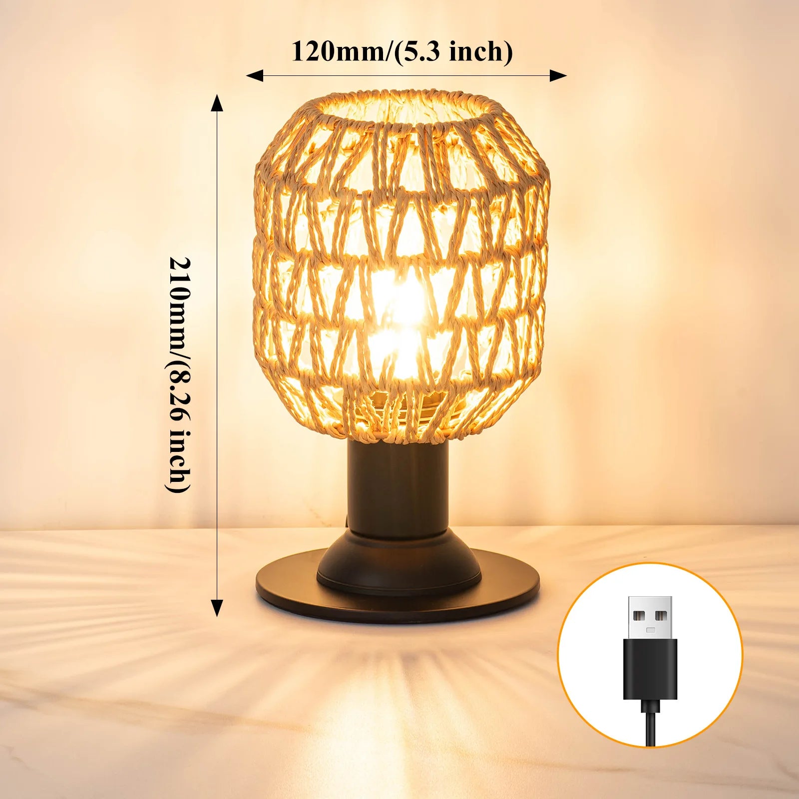 Luminaria de Mesa Avleara - Linho e Metal Escovado - escritorio boho natural