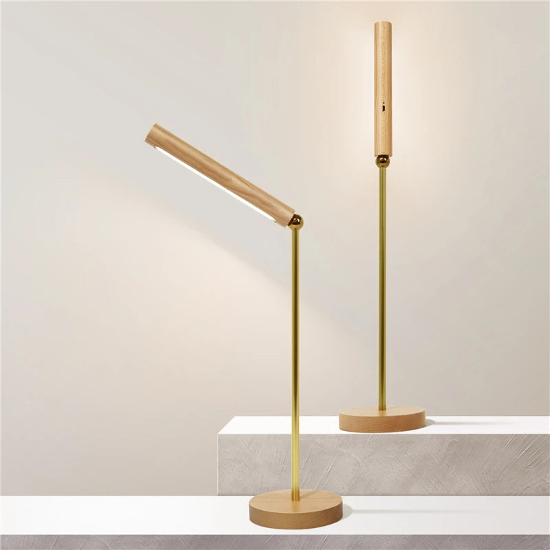 Luminária de Parede Madeira Magnética Girátória 360° USB – Quarto e Sala