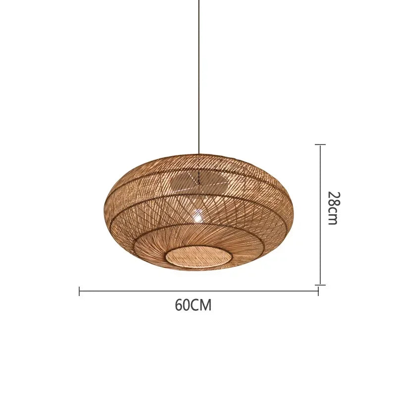 Pendente Elleara - Rattan e Linho - ilha de cozinha boho natural