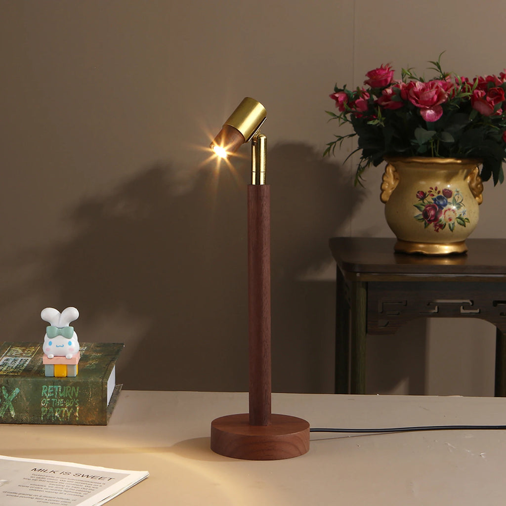 Luminária de Mesa Madeira USB com Ângulo Regulável – Luz Noturna