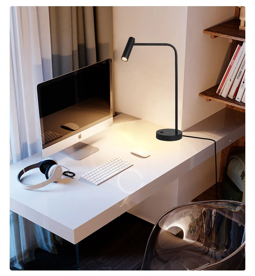 Luminária de Mesa Metal Minimalista para Hotel e Quarto – Designer