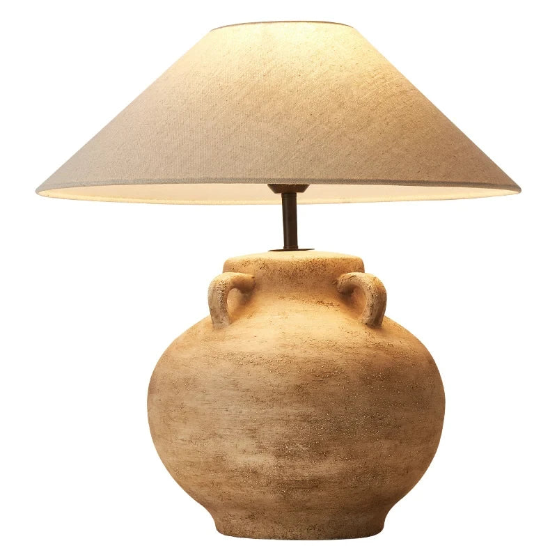 Luminária Cerâmica Wabi-Sabi Nórdica Abajur Tecido Design