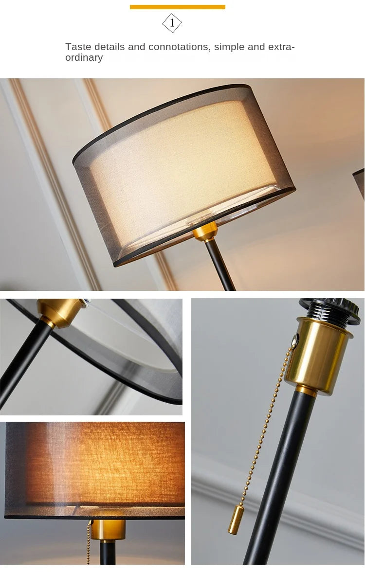 Luminária Mesa Ouro Americana Retrô Nórdica Luxo LED Quarto