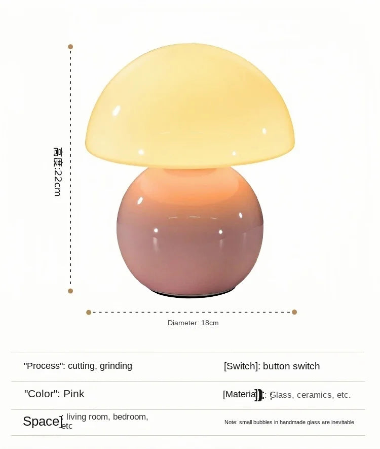 Abajur Cogumelo Cerâmica LED Luz Quente Cabeceira