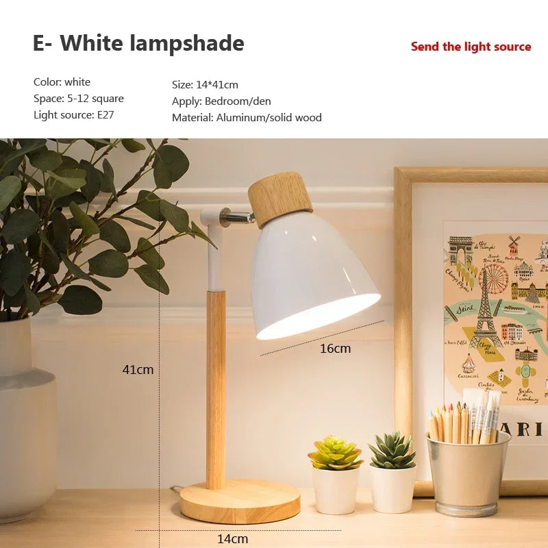 Luminária de Mesa Madeira Nórdica LED Giratória – Leitura e Decoração