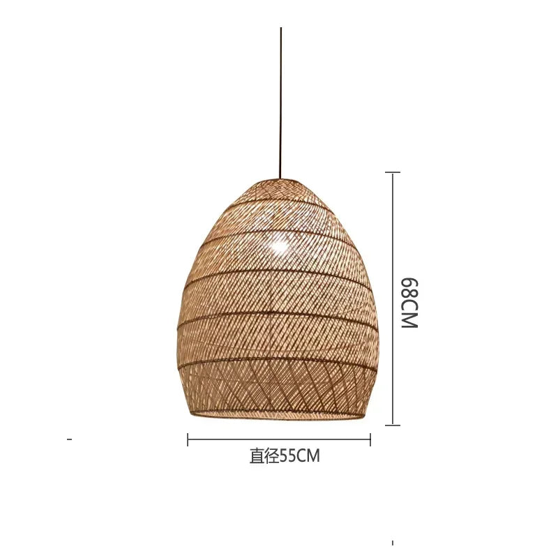 Pendente Elleara - Rattan e Linho - ilha de cozinha boho natural
