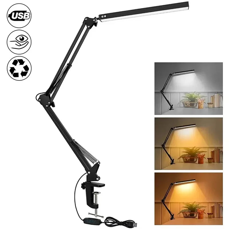 Luminária LED com Presilha e Pescoço de Ganso – 10 Níveis de Brilho