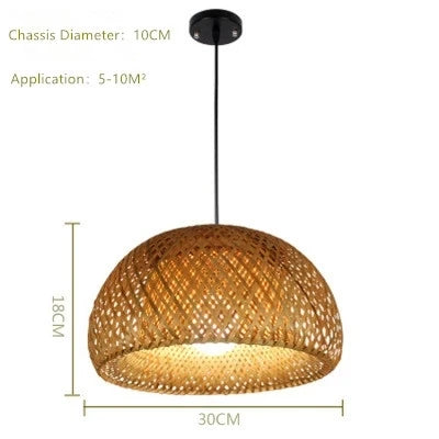 Lustre Lanterna de Bambu Trançado à Mão Retrô