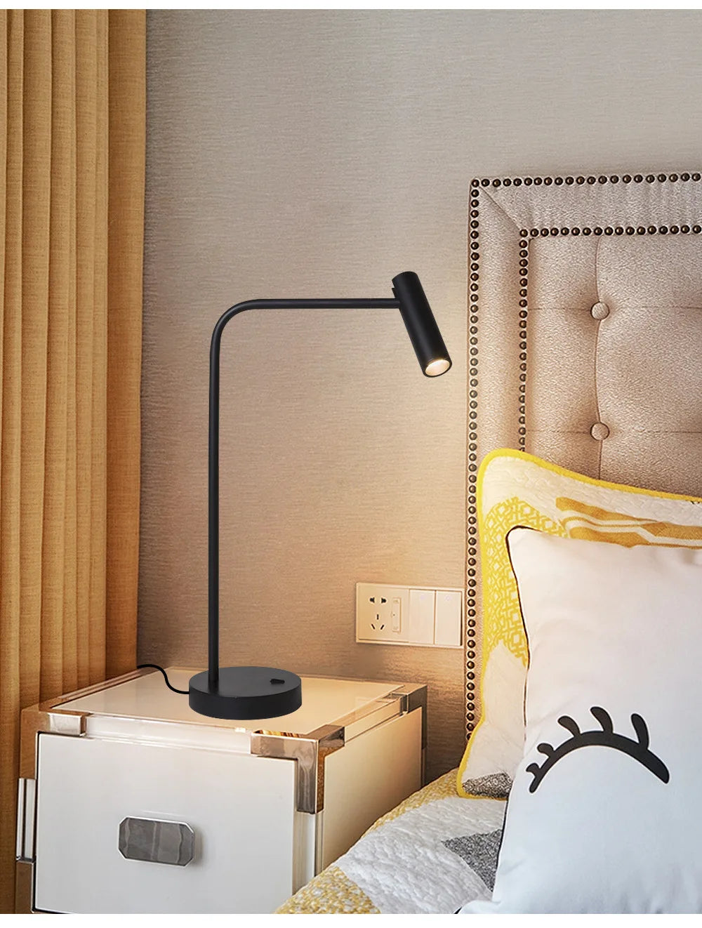 Luminária de Mesa Metal Minimalista para Hotel e Quarto – Designer